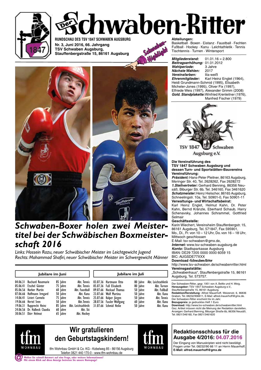 Schwaben-Boxer Holen Zwei Meister- 86161 Augsburg, Tel