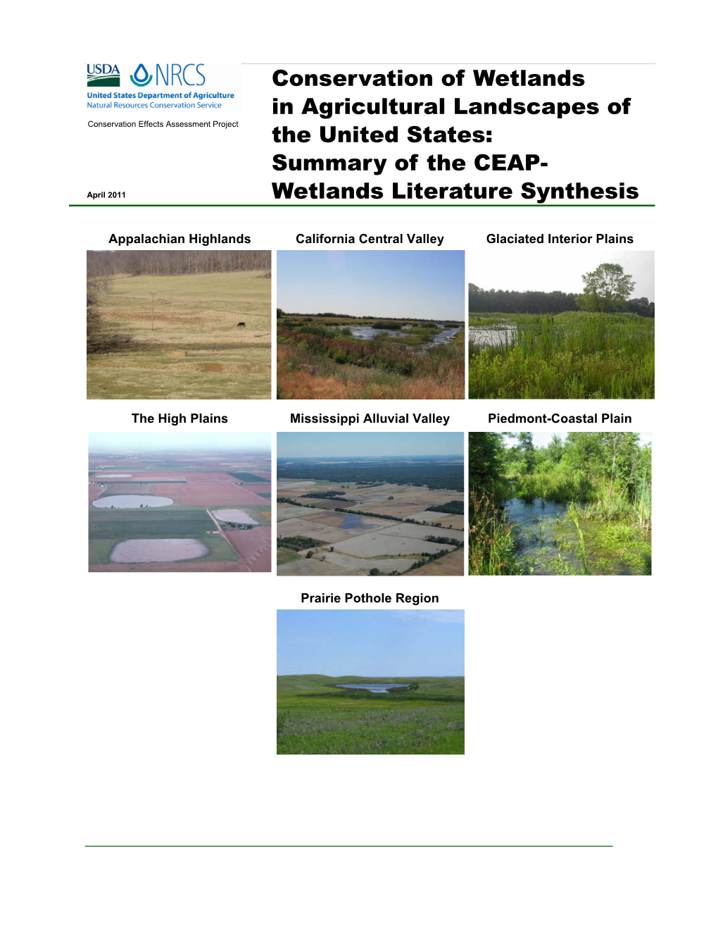 Summary of the CEAP- Wetlands Literature Synthesis