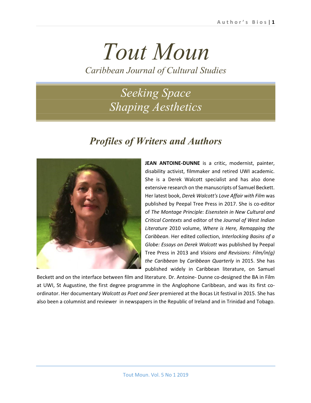 Tout Moun Caribbean Journal of Cultural Studies