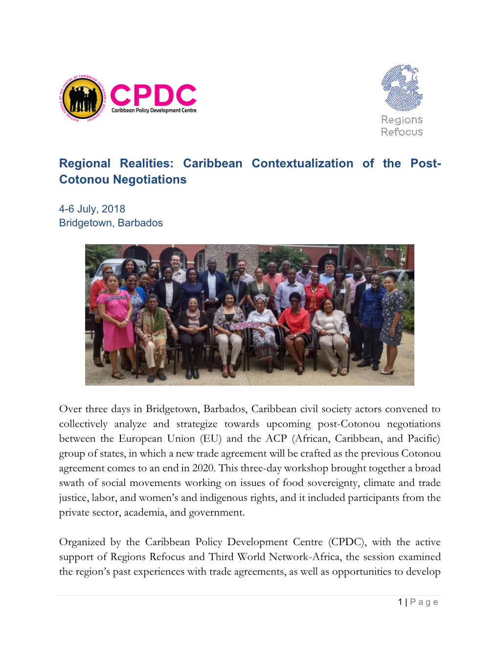 Caribbean Contextualization of the Post- Cotonou Negotiations