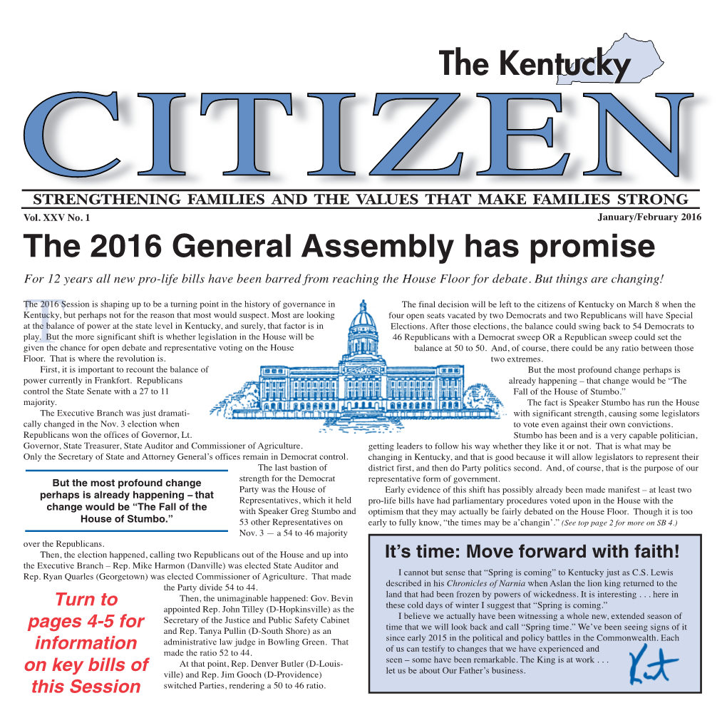 Religious Liberty, Privacy for Students Control the State Senate with a 27 to 11 Fall of the House of Stumbo.” Majority