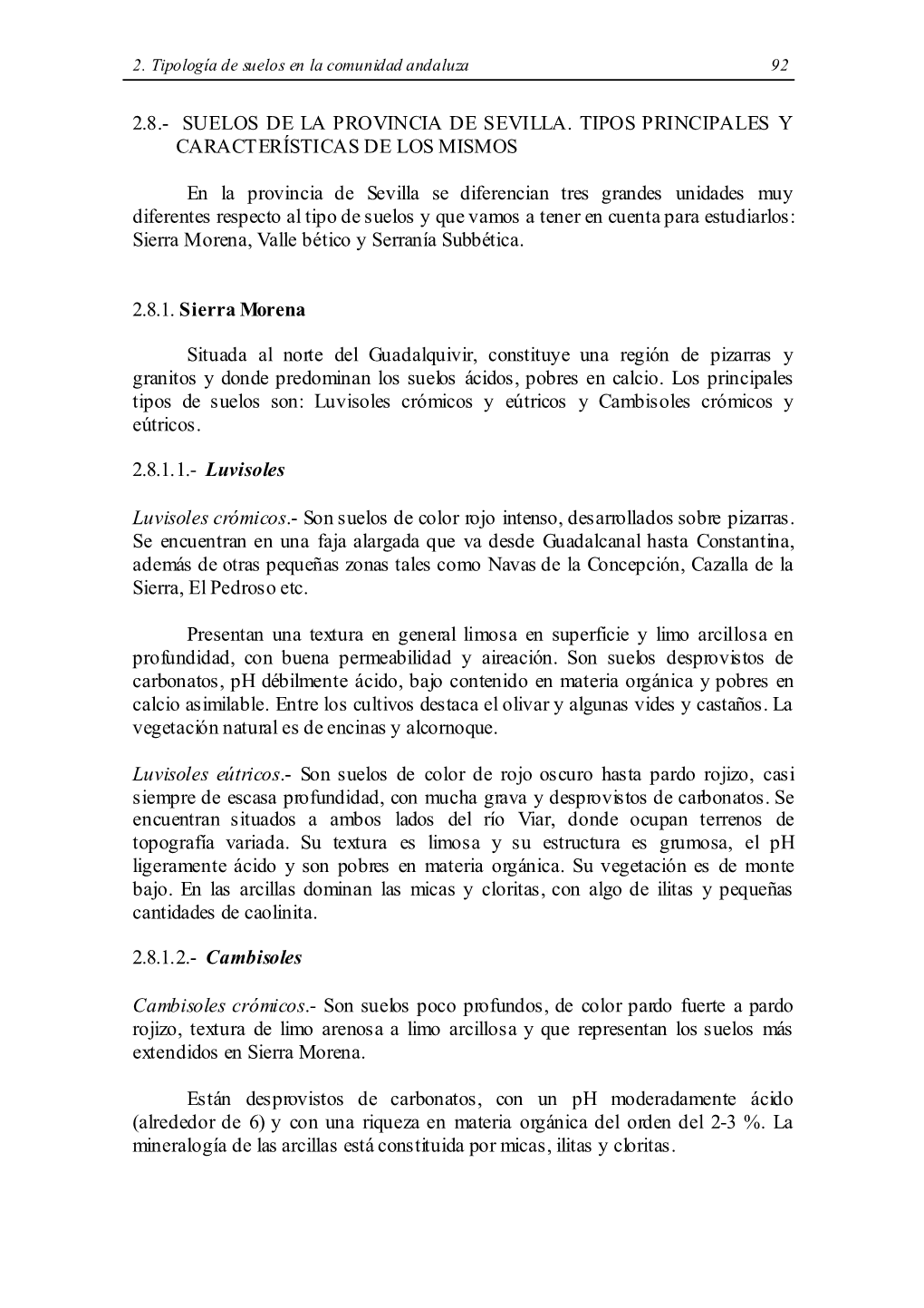 2.8.- Suelos De La Provincia De Sevilla. Tipos Principales Y Caract Erísticas De Los Mismos