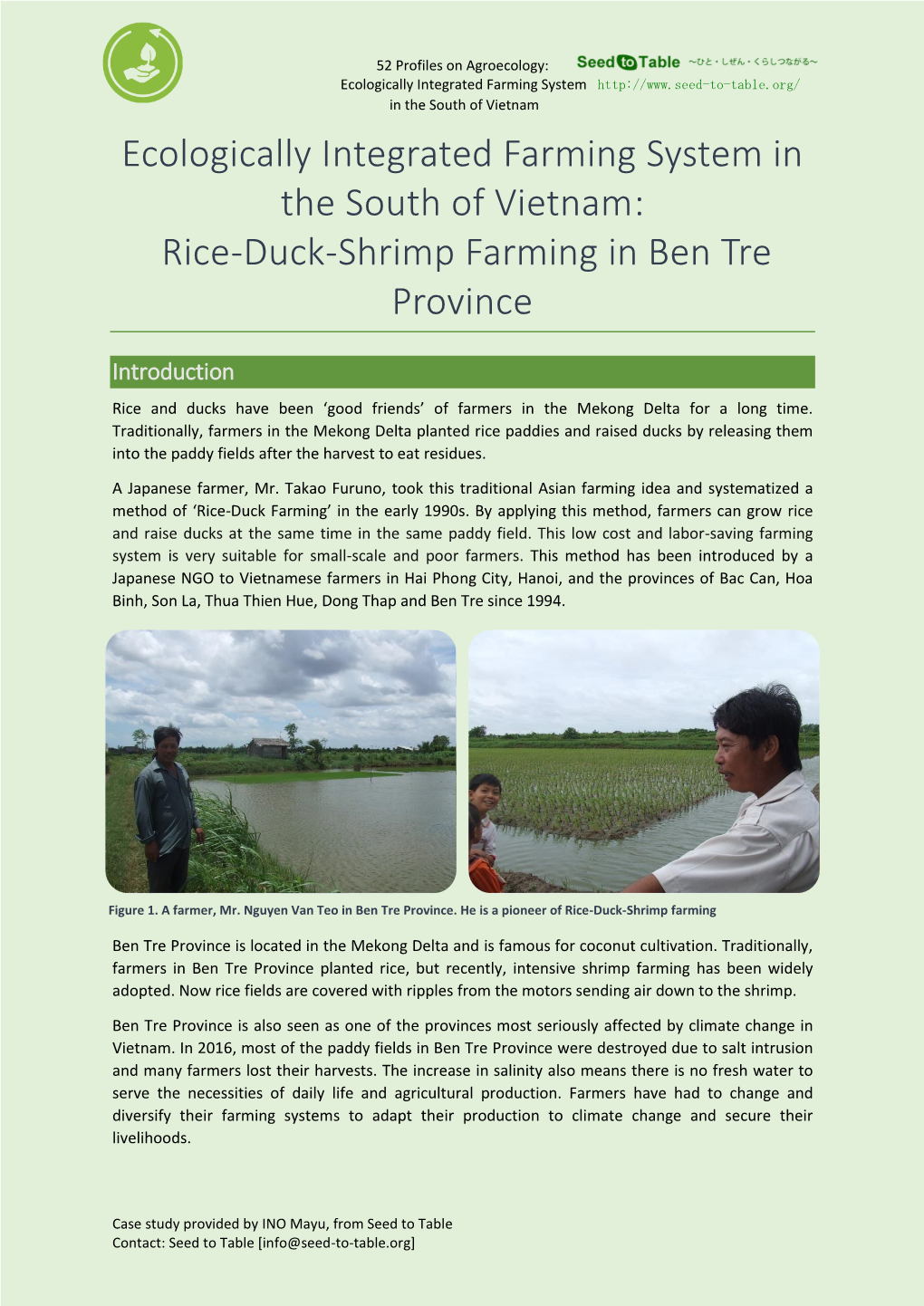 Rice-Duck-Shrimp Farming in Ben Tre Province