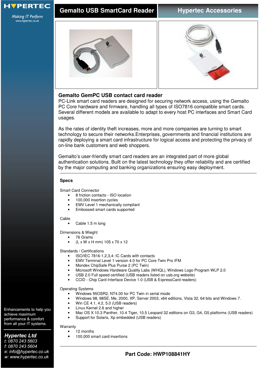 Hypertec Accessories Gemalto USB Smartcard Reader