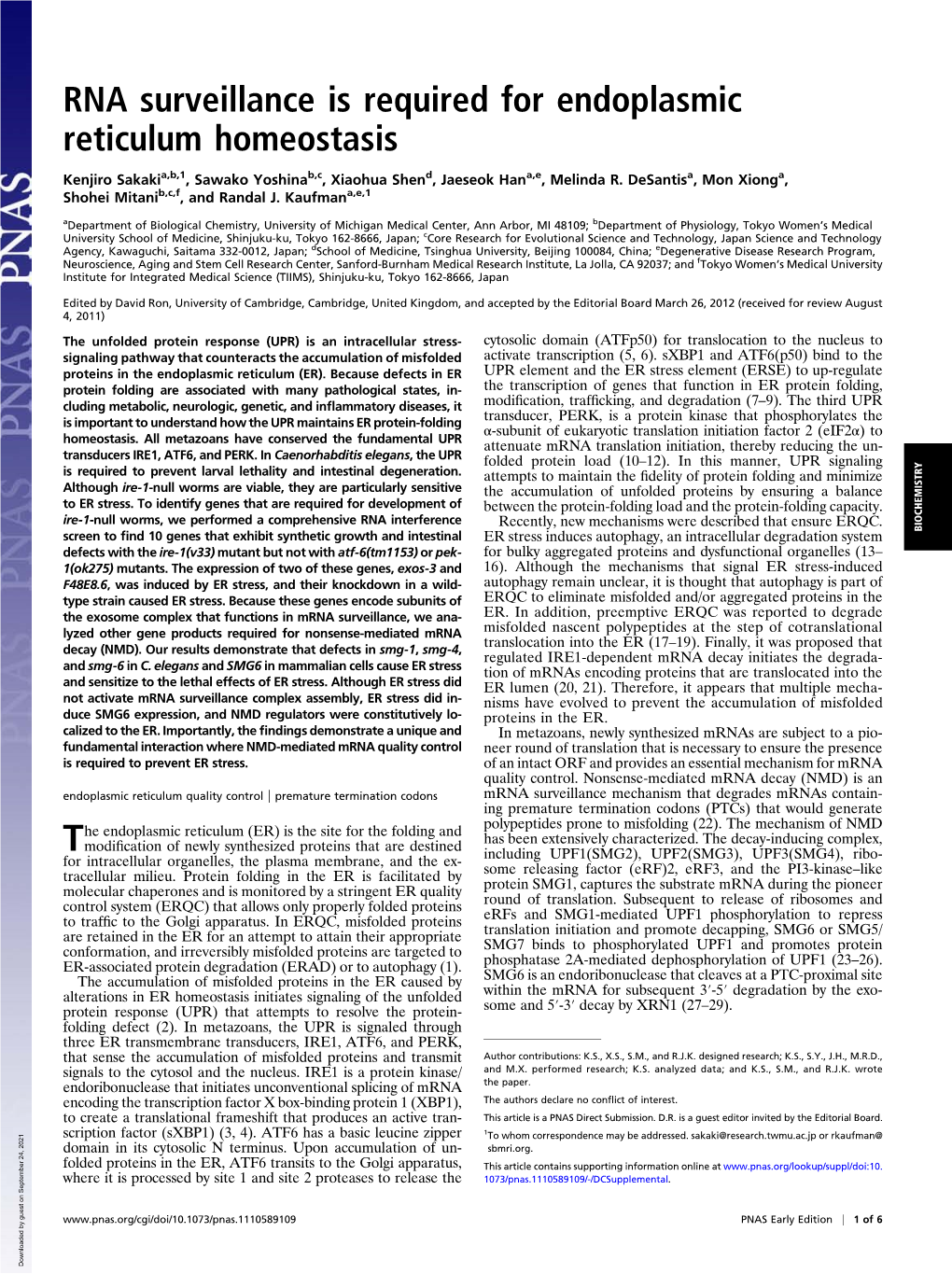 RNA Surveillance Is Required for Endoplasmic Reticulum Homeostasis