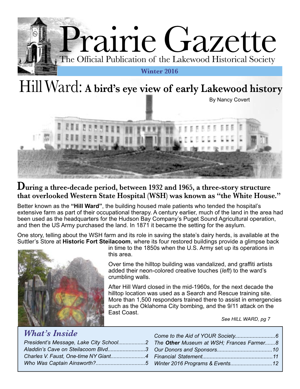 Prairie Gazette the Ofﬁcial Publication of the Lakewood Historical Society