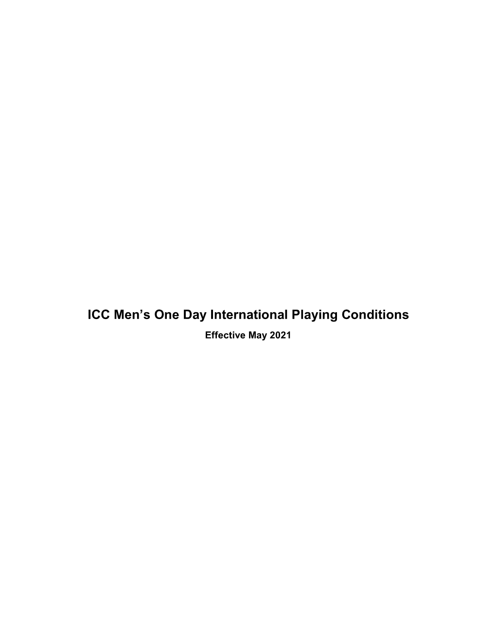 ICC Men's One Day International Playing Conditions