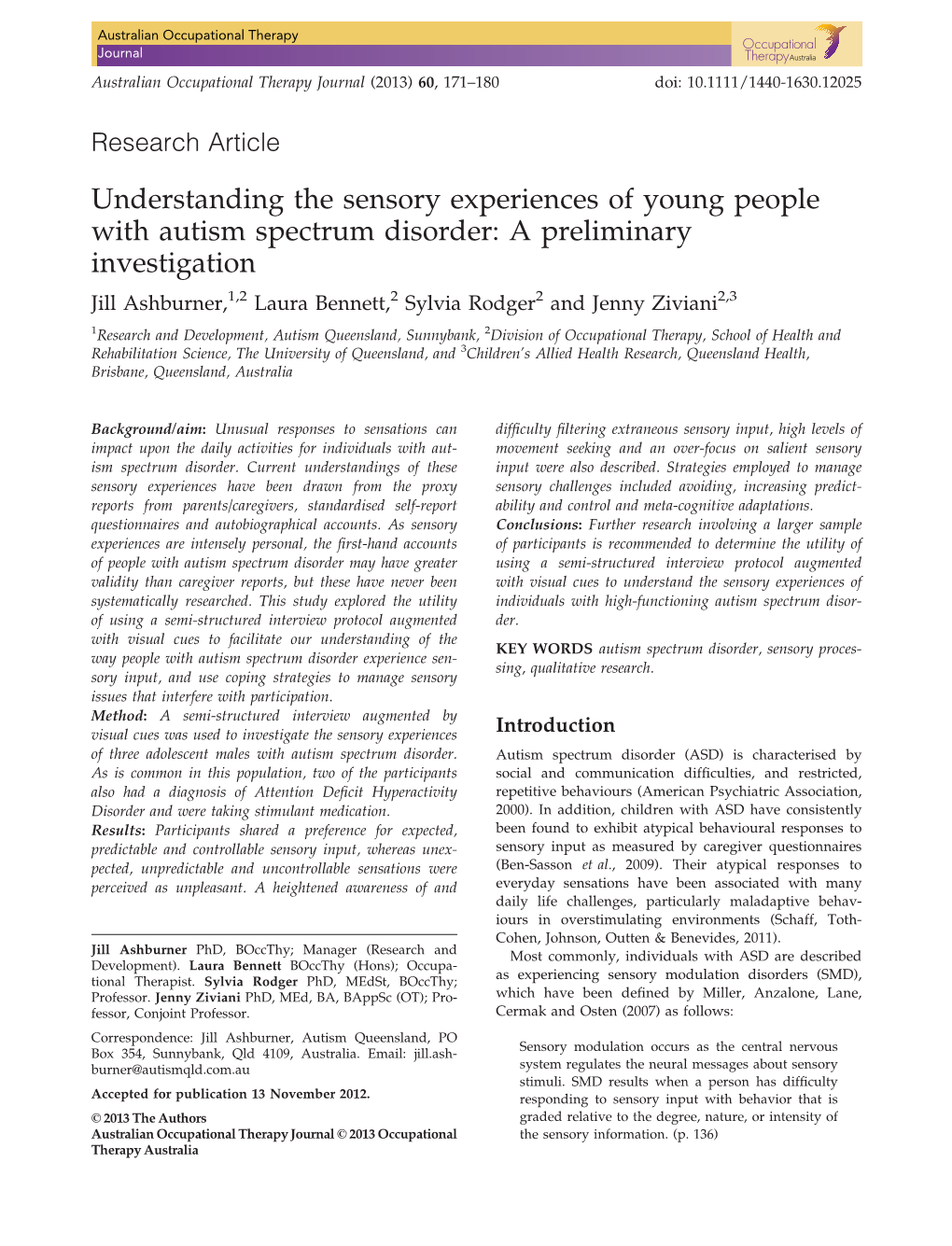 Understanding the Sensory Experiences of Young People With