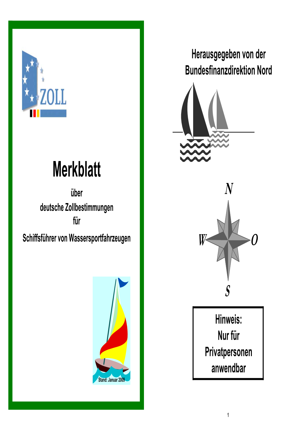 Merkblatt Über Deutsche Zollbestimmungen Für Schiffsführer Von Wassersportfahrzeugen
