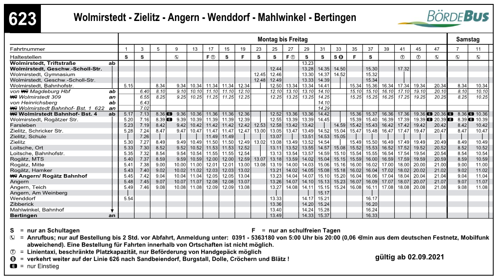 623 Wolmirstedt - Zielitz - Angern - Wenddorf - Mahlwinkel - Bertingen