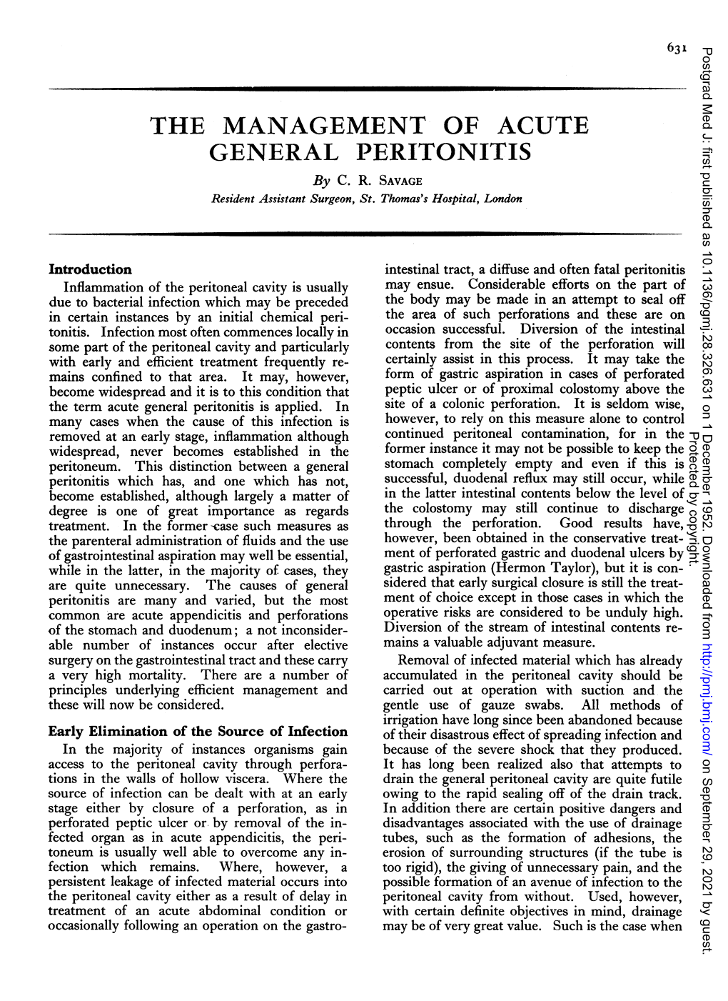 THE MANAGEMENT of ACUTE GENERAL PERITONITIS by C