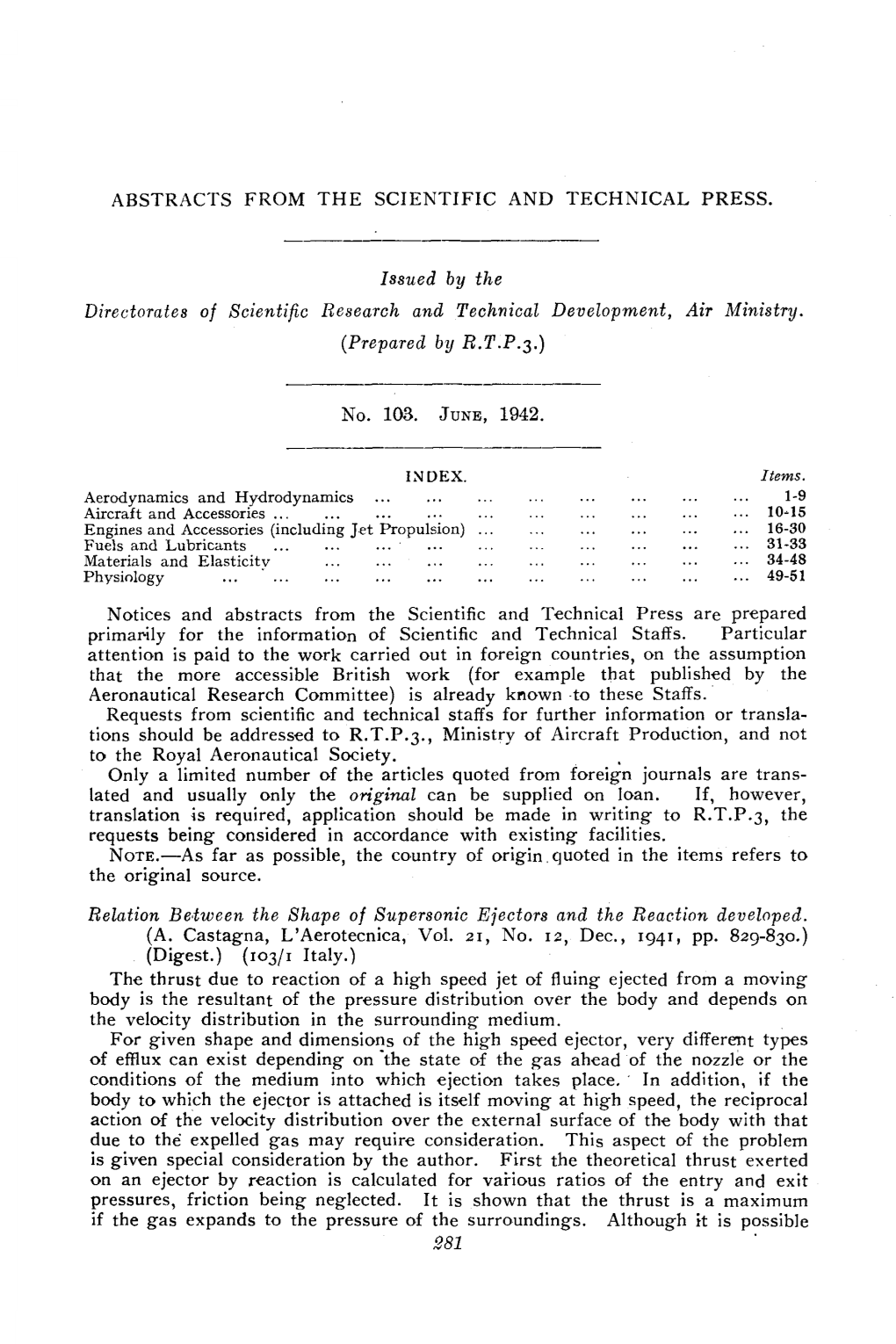 Abstracts from the Scientific and Technical Press