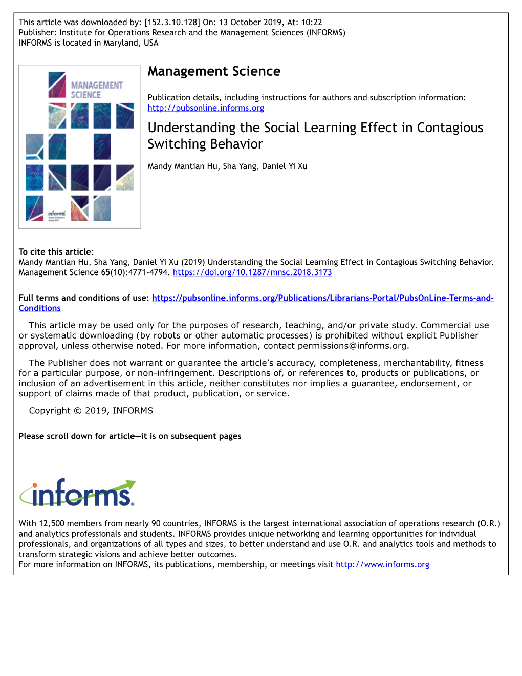 Understanding the Social Learning Effect in Contagious Switching Behavior