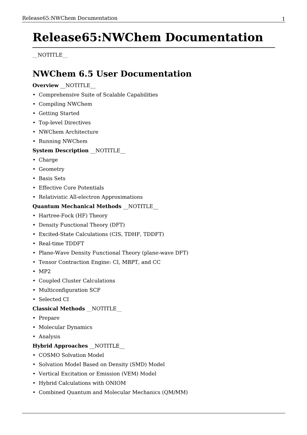 Release65:Nwchem Documentation 1 Release65:Nwchem Documentation