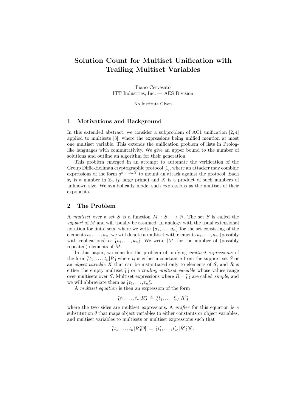 Solution Count for Multiset Unification with Trailing Multiset Variables