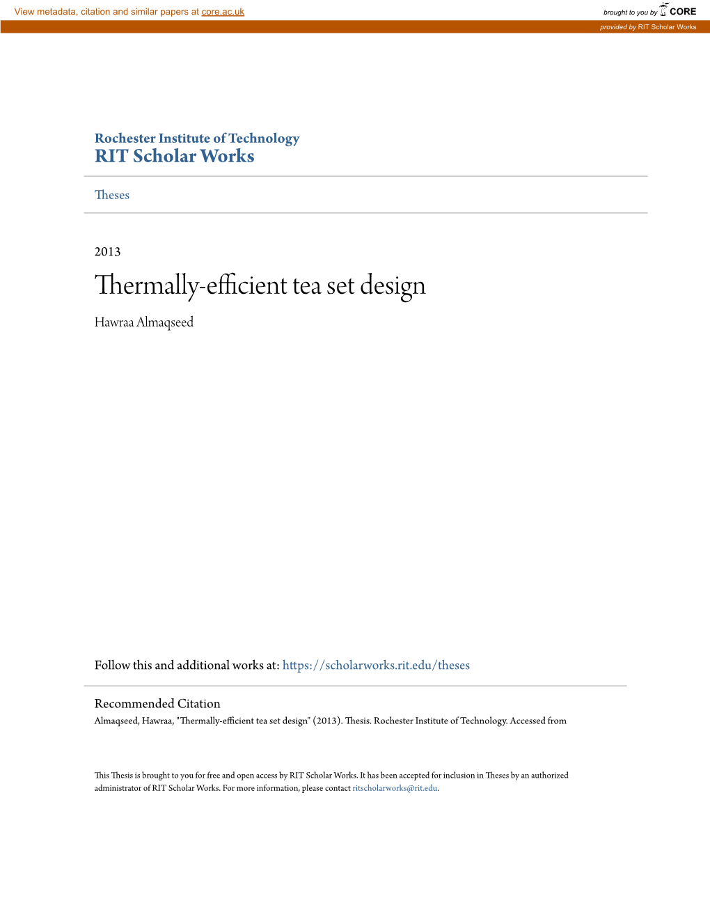 Thermally-Efficient Tea Set Design Hawraa Almaqseed