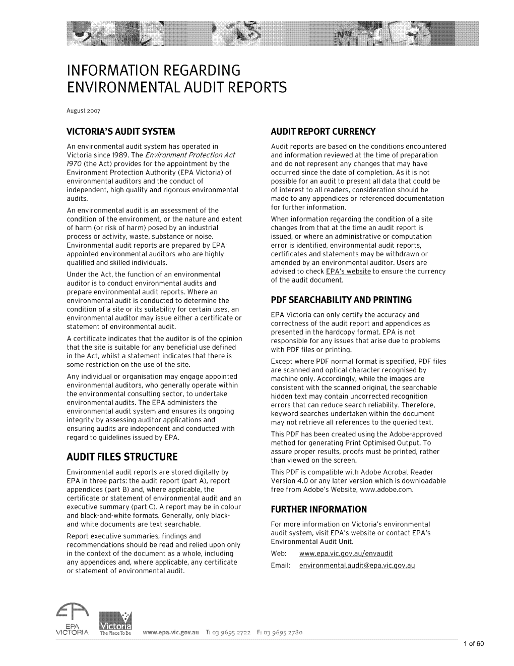Information Regarding Environmental Audit Reports