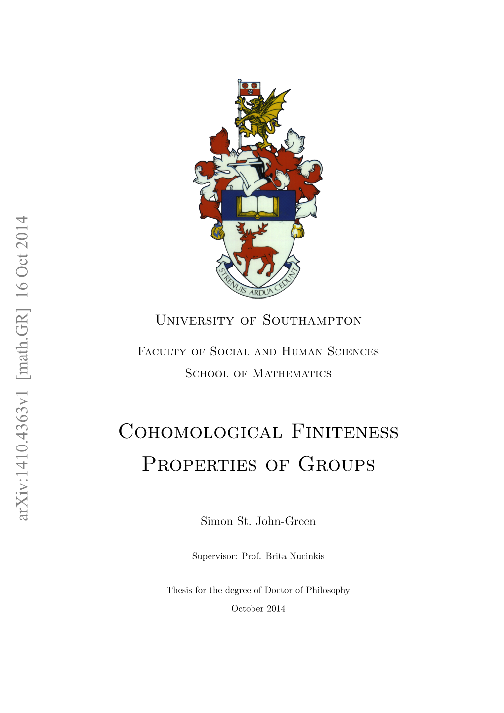 Cohomological Finiteness Properties of Groups