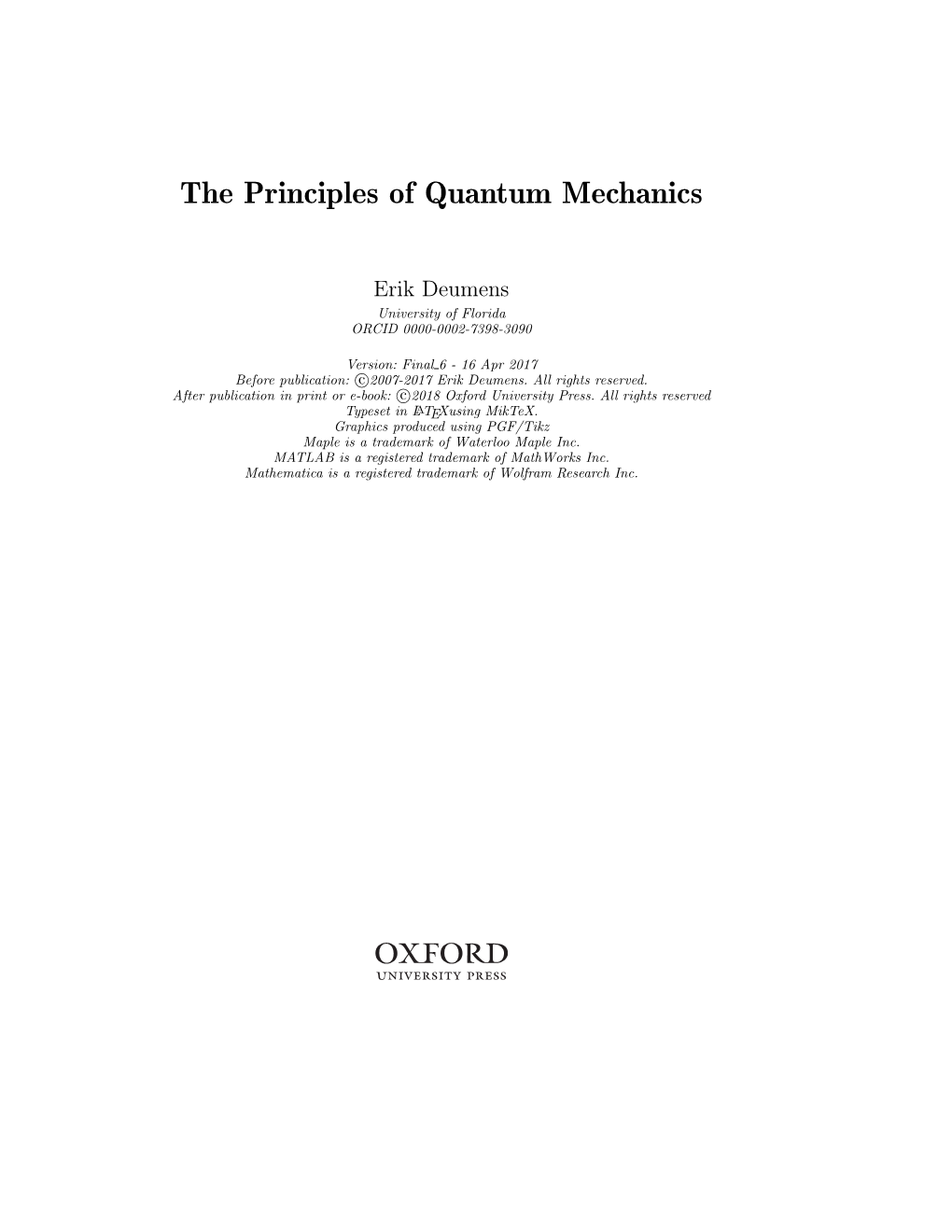 The Principles of Quantum Mechanics