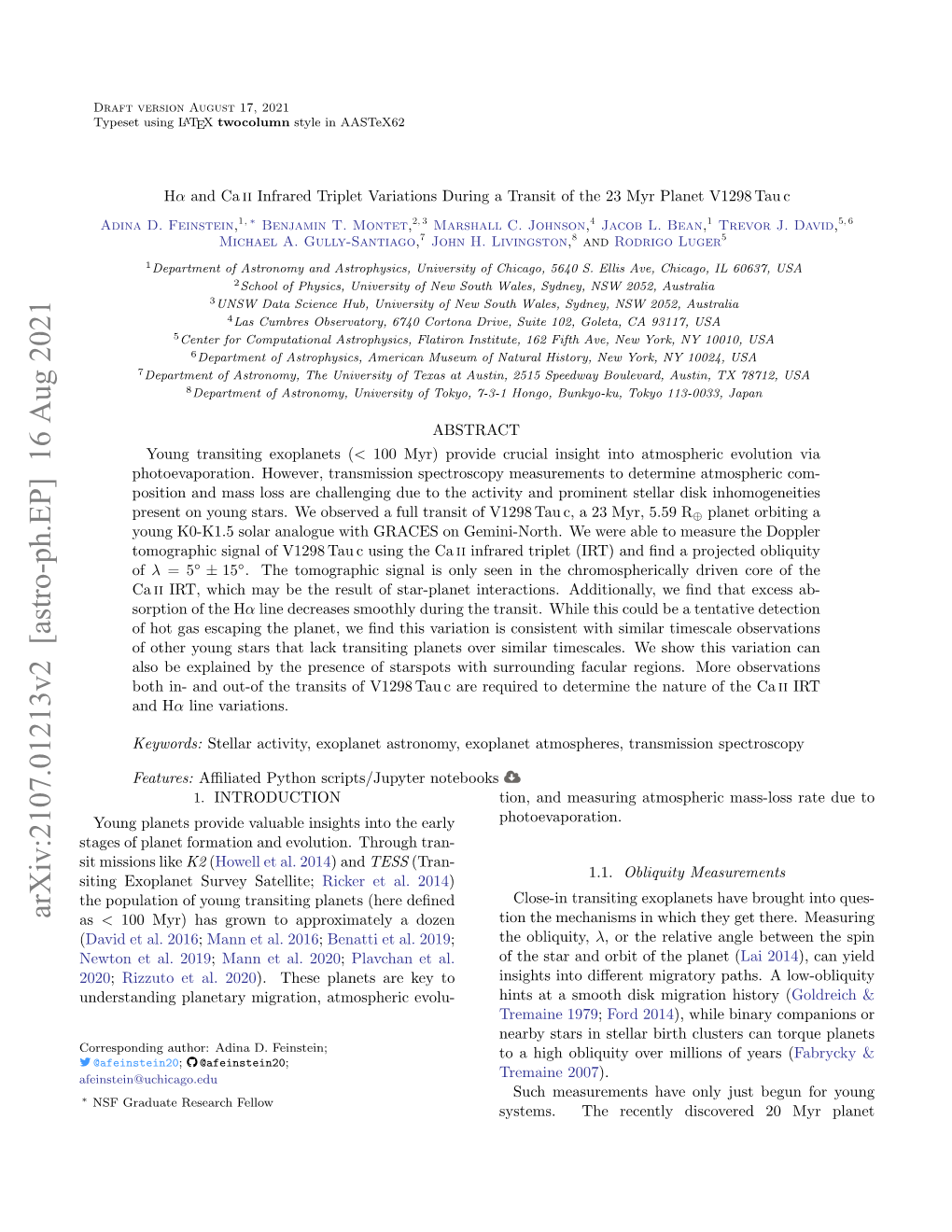 Arxiv:2107.01213V1 [Astro-Ph.EP] 2 Jul 2021