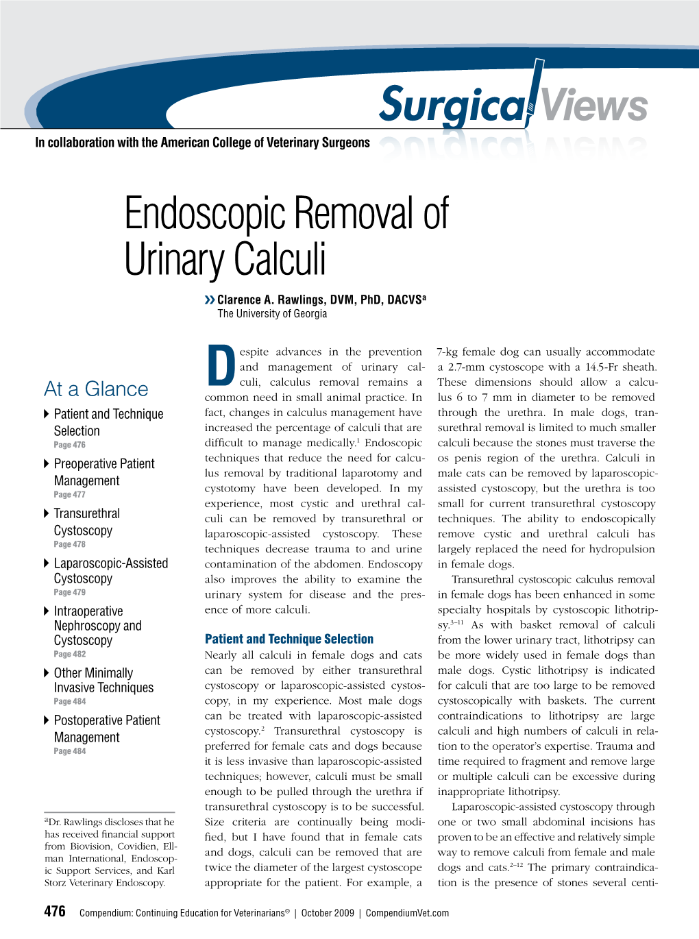 Endoscopic Removal of Urinary Calculi ❯❯ Clarence A