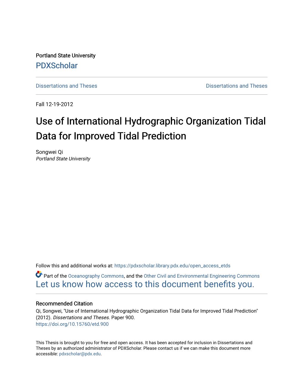 Use of International Hydrographic Organization Tidal Data for Improved Tidal Prediction