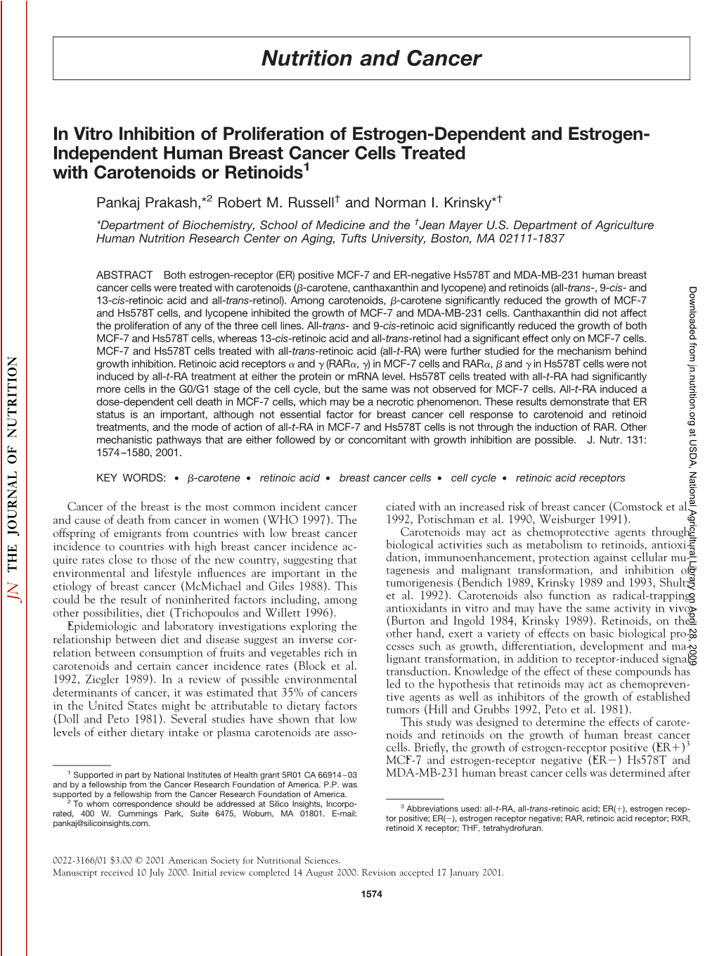 Nutrition and Cancer