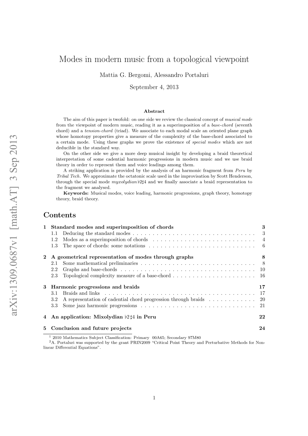 Modes in Modern Music from a Topological Viewpoint