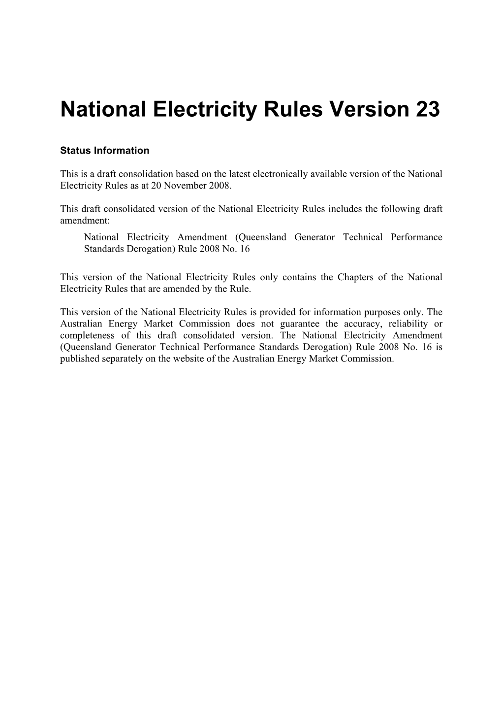 National Electricity Rules Version 23