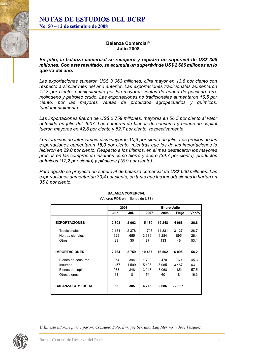 NOTAS DE ESTUDIOS DEL BCRP No