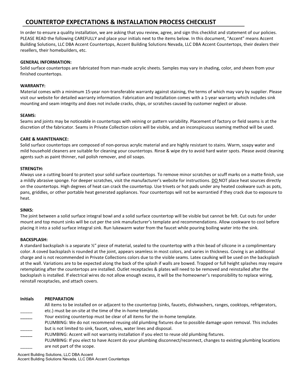 Countertop Expectations & Installation Process