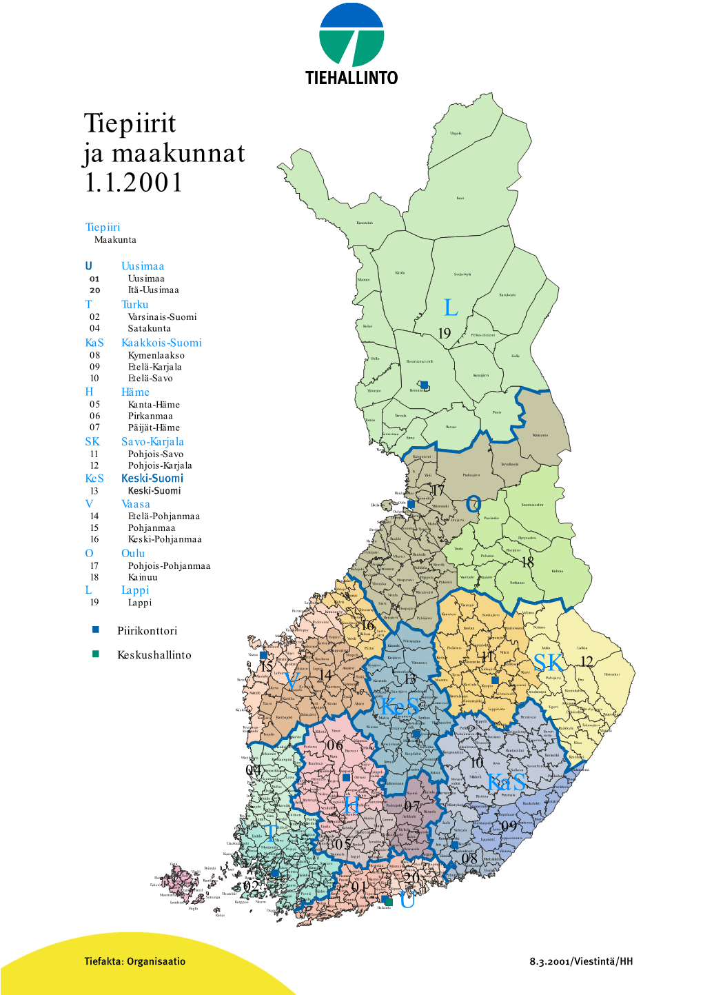 Tiepiirit Ja Maakunnat 1.1.2001