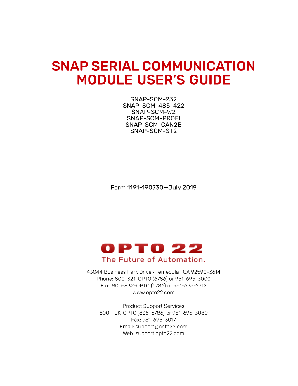 SNAP Serial Communication Modules User's Guide