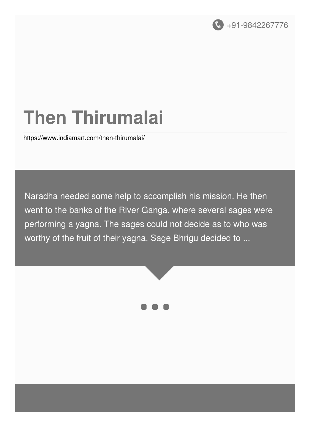 Then Thirumalai