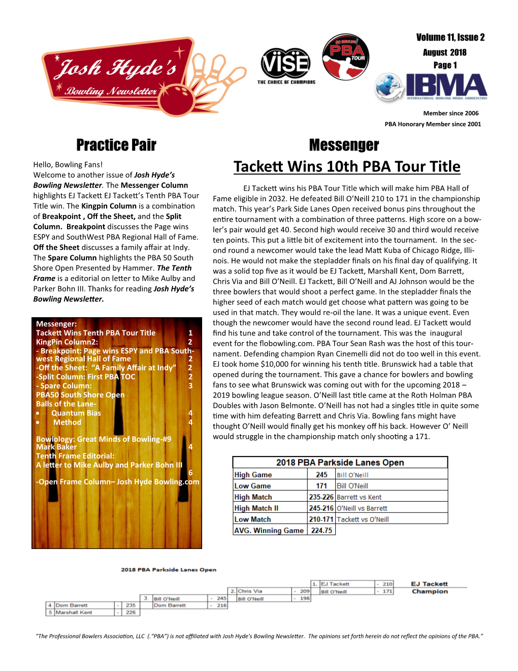 Tackett Wins 10Th PBA Tour Title Bowling Newsletter