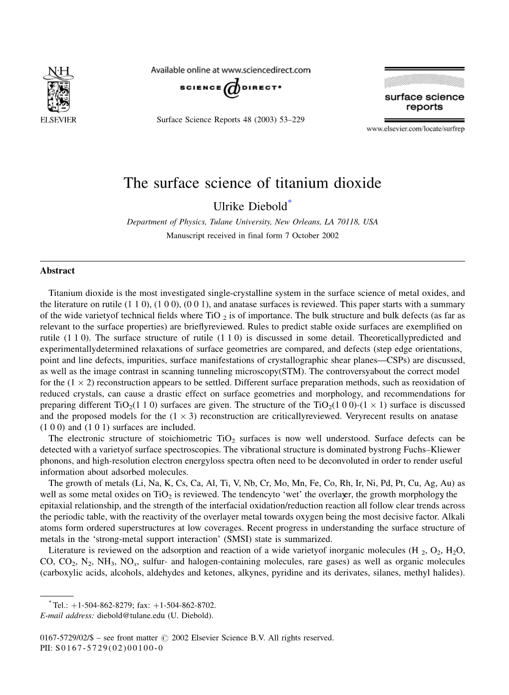 The Surface Science of Titanium Dioxide