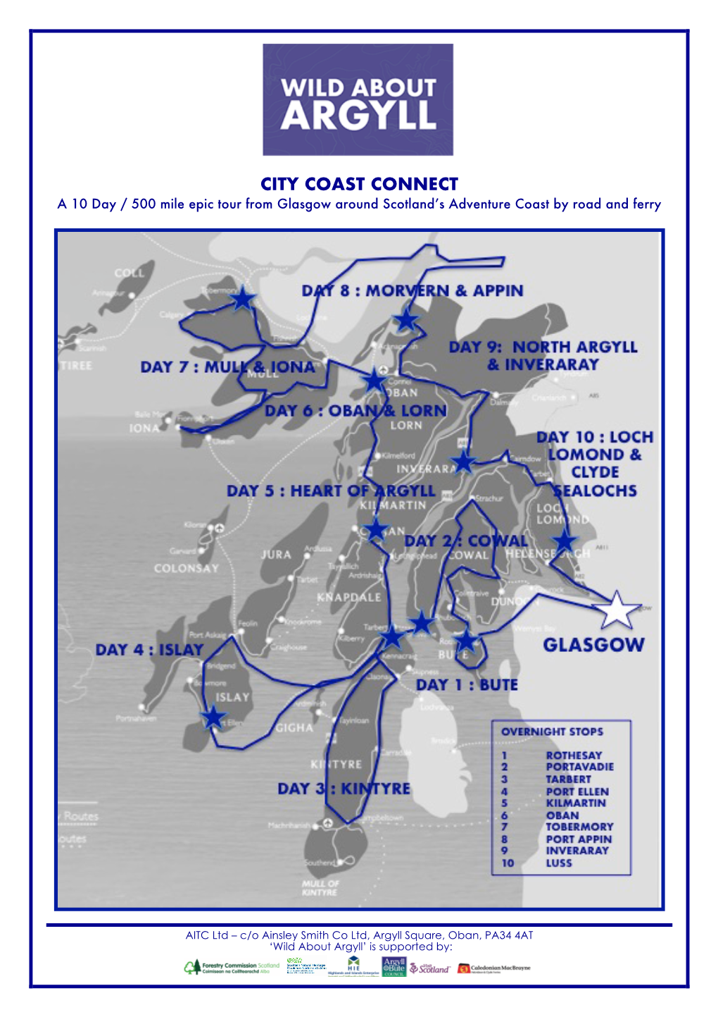 CITY COAST CONNECT a 10 Day / 500 Mile Epic Tour from Glasgow Around Scotland’S Adventure Coast by Road and Ferry
