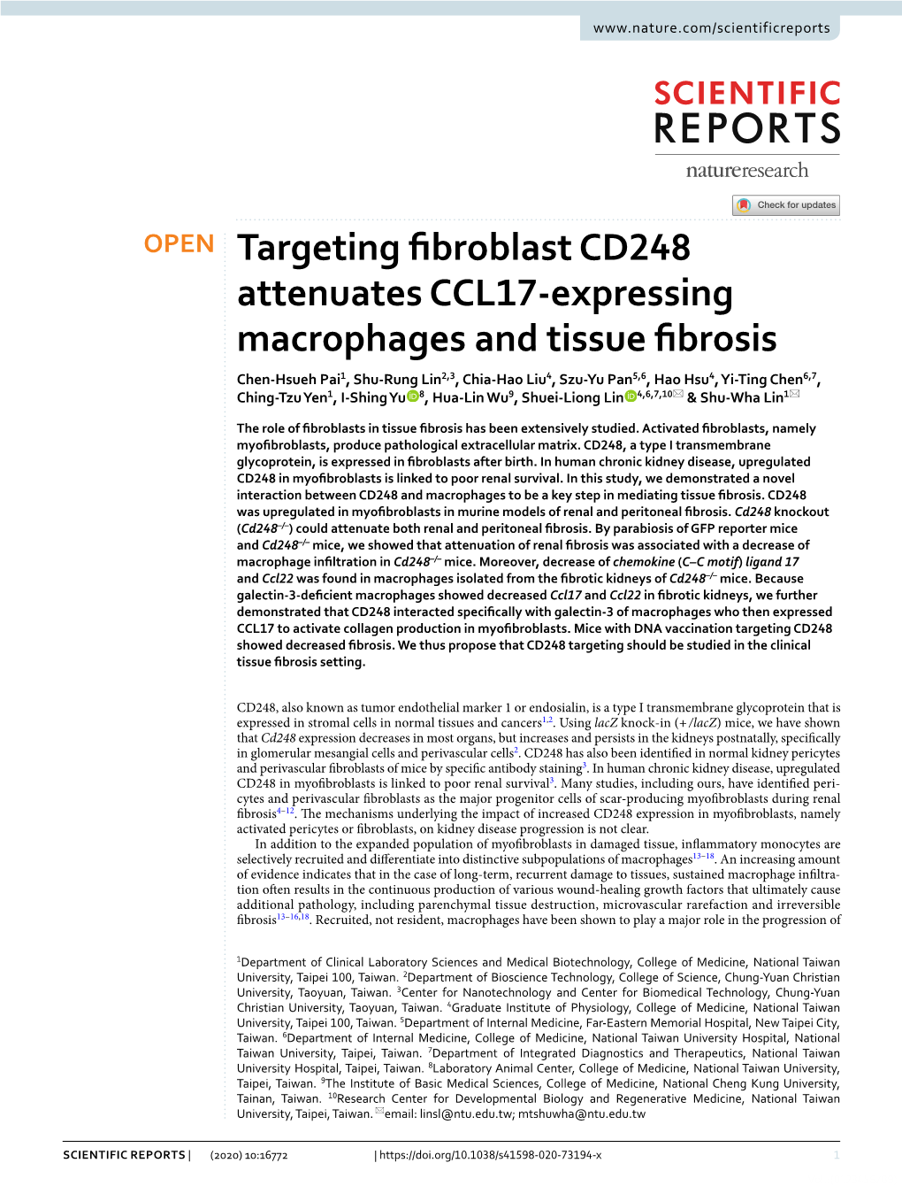 Targeting Fibroblast CD248 Attenuates CCL17-Expressing Macrophages