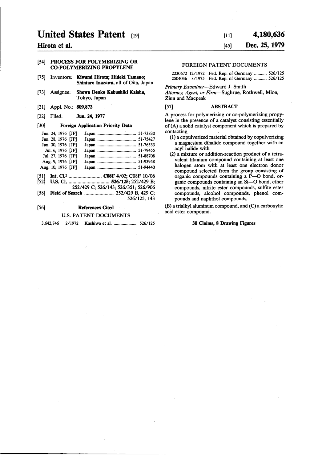 United States Patent (19) 11) 4,180,636 Hirota Et Al