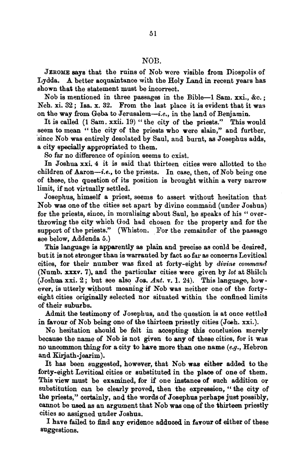 51 JEROME Says That the Ruins of Nob Were Visible from Dlospolis Of