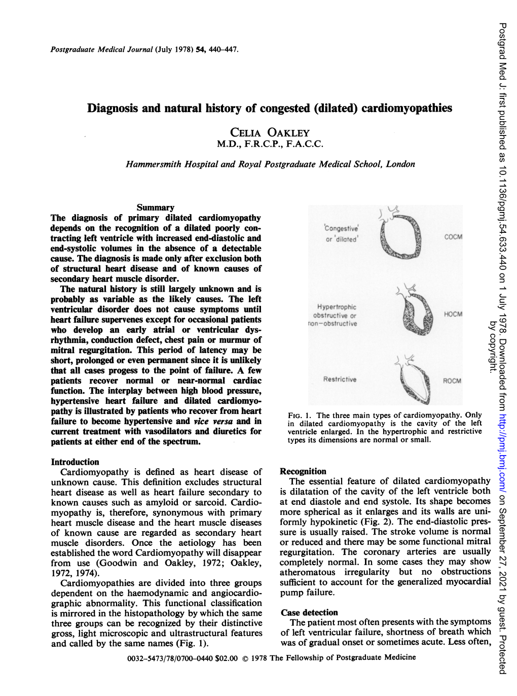 Dilated) Cardiomyopathies CELIA OAKLEY M.D., F.R.C.P., F.A.C.C