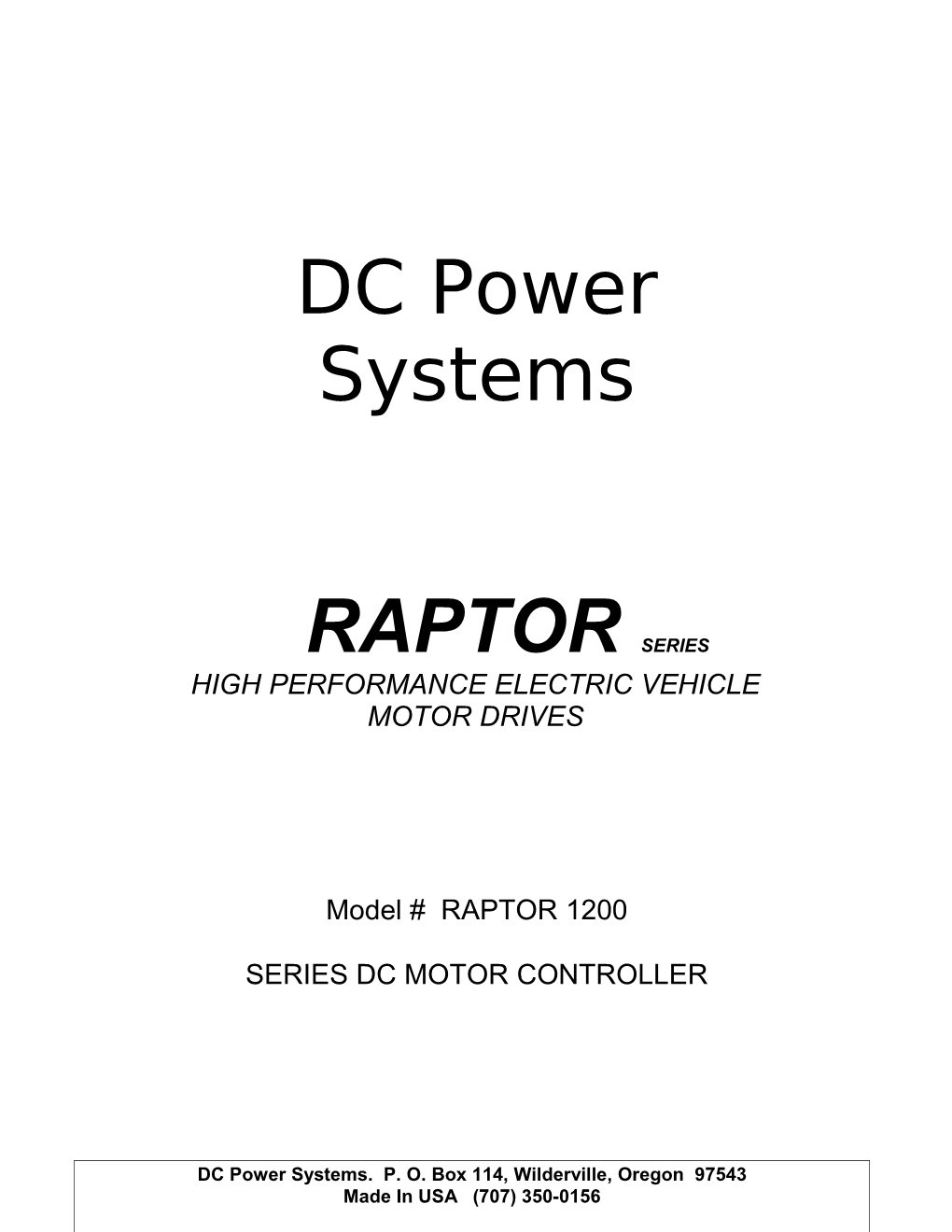 DC Power Systems RAPTOR SERIES