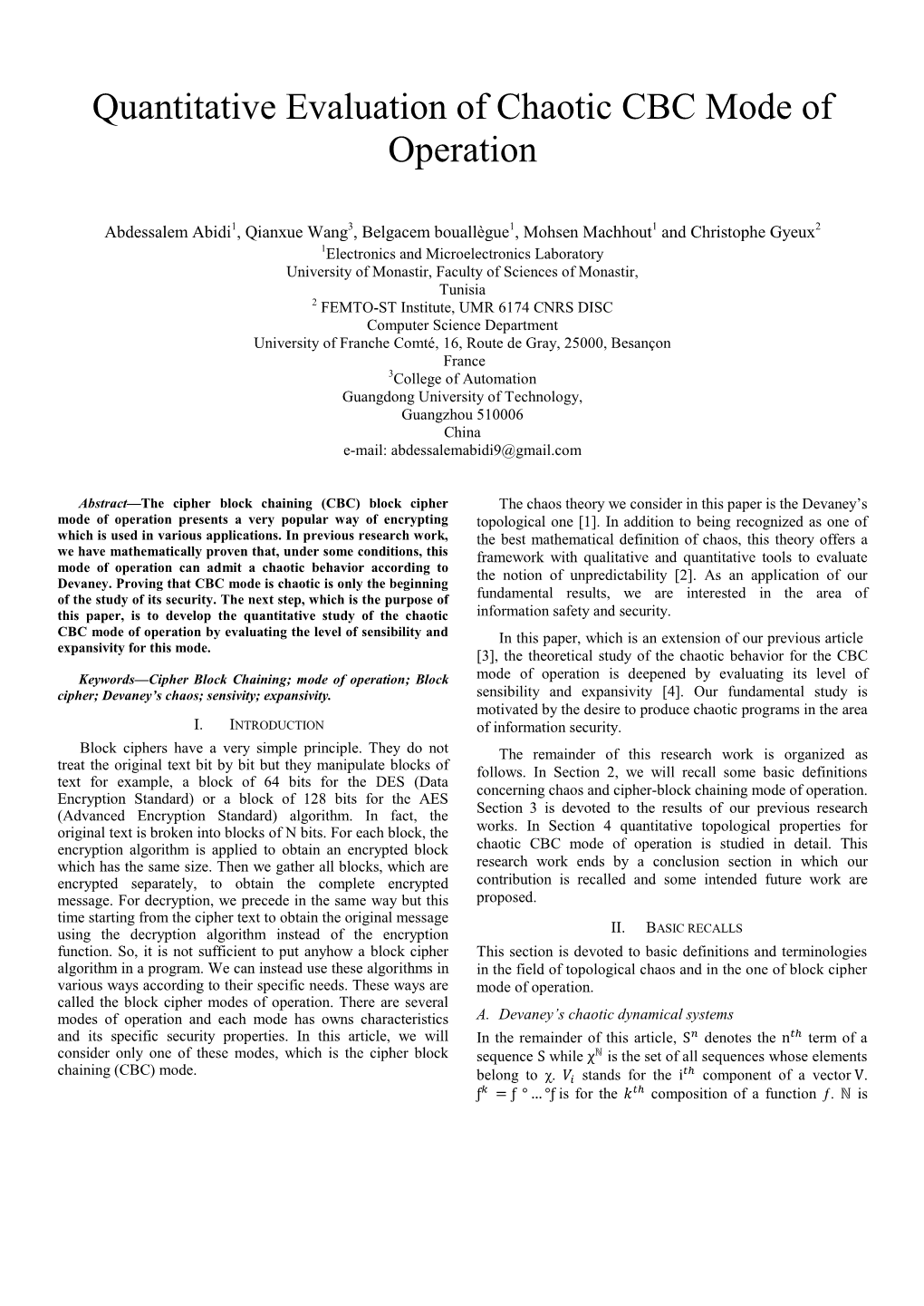 Quantitative Evaluation of Chaotic CBC Mode of Operation