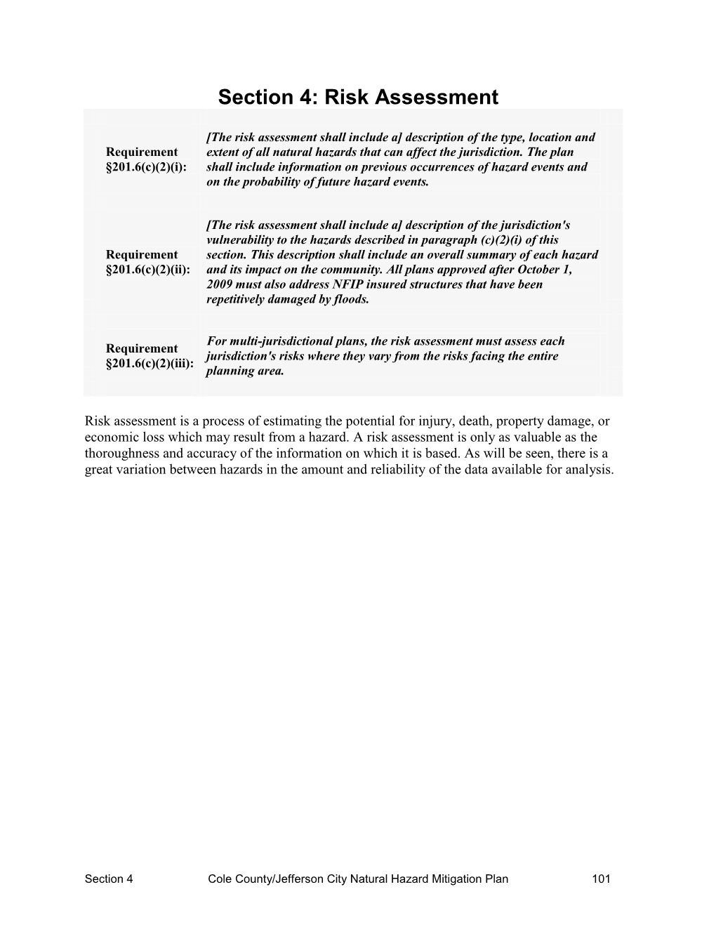 Section 4: Risk Assessment