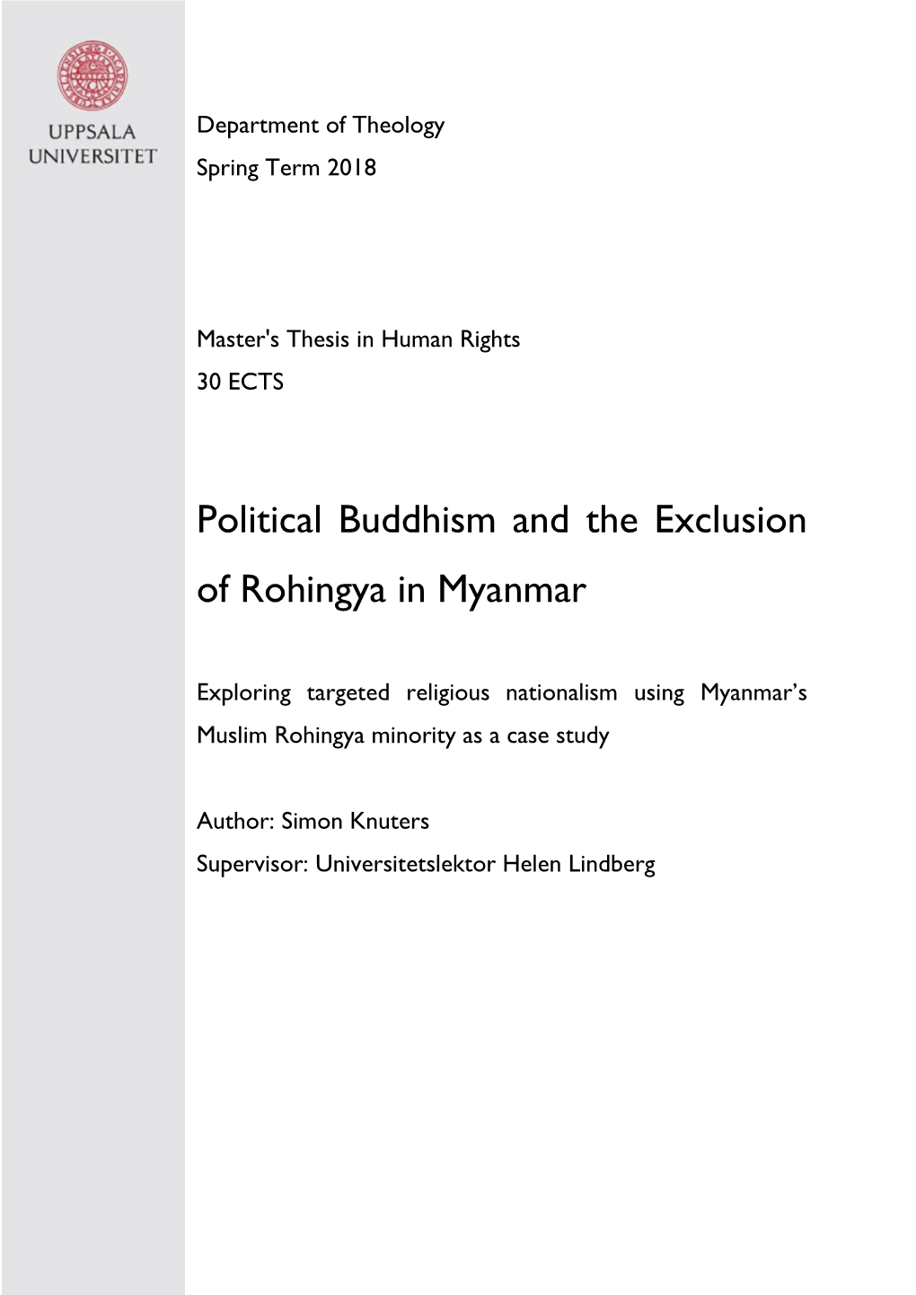 Political Buddhism and the Exclusion of Rohingya in Myanmar