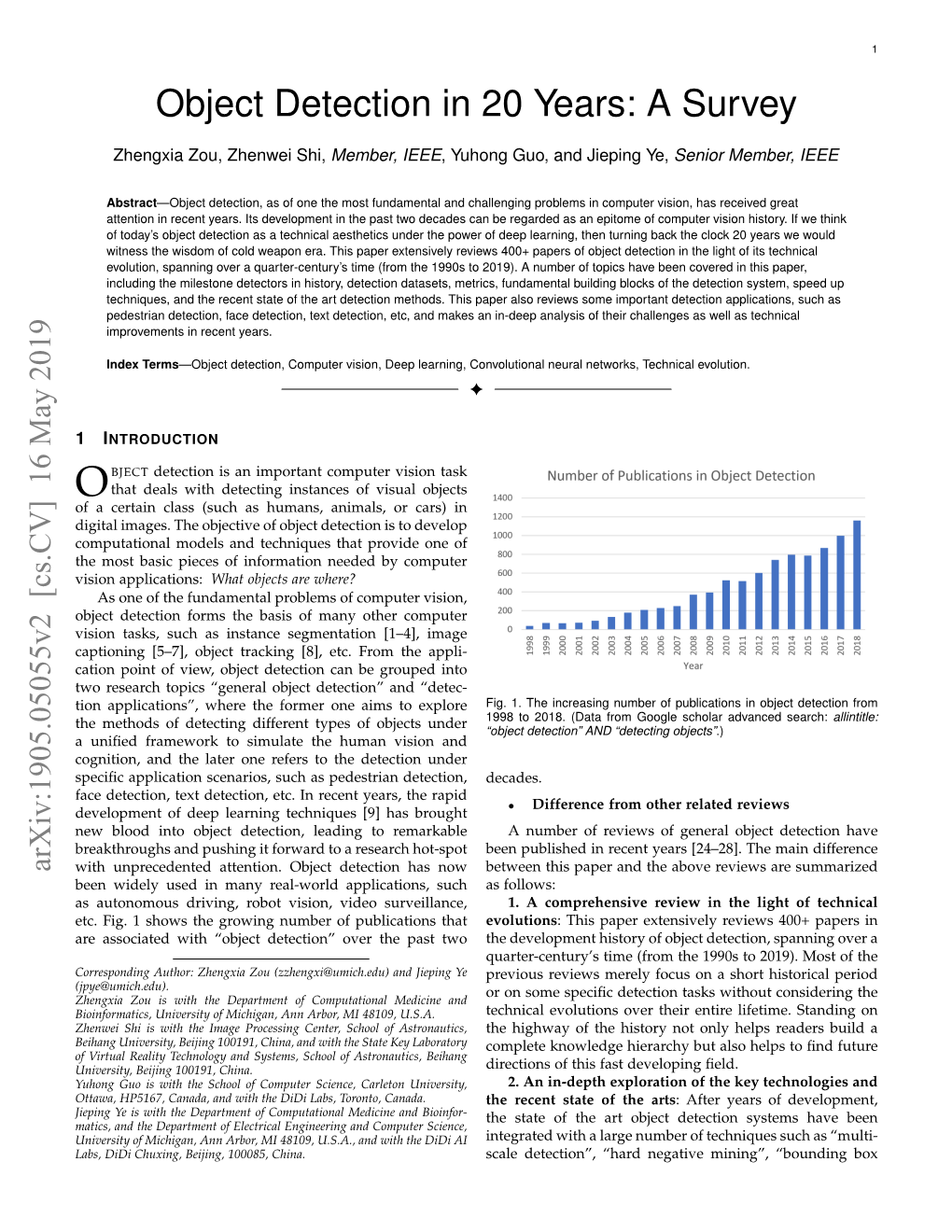 Object Detection in 20 Years: a Survey