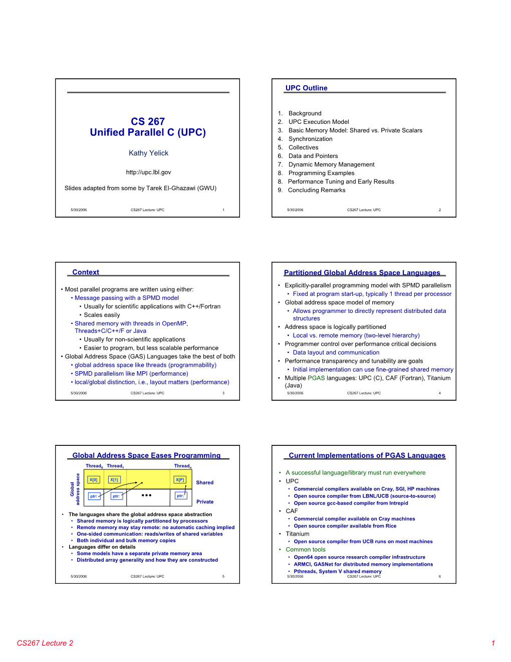 CS 267 Unified Parallel C