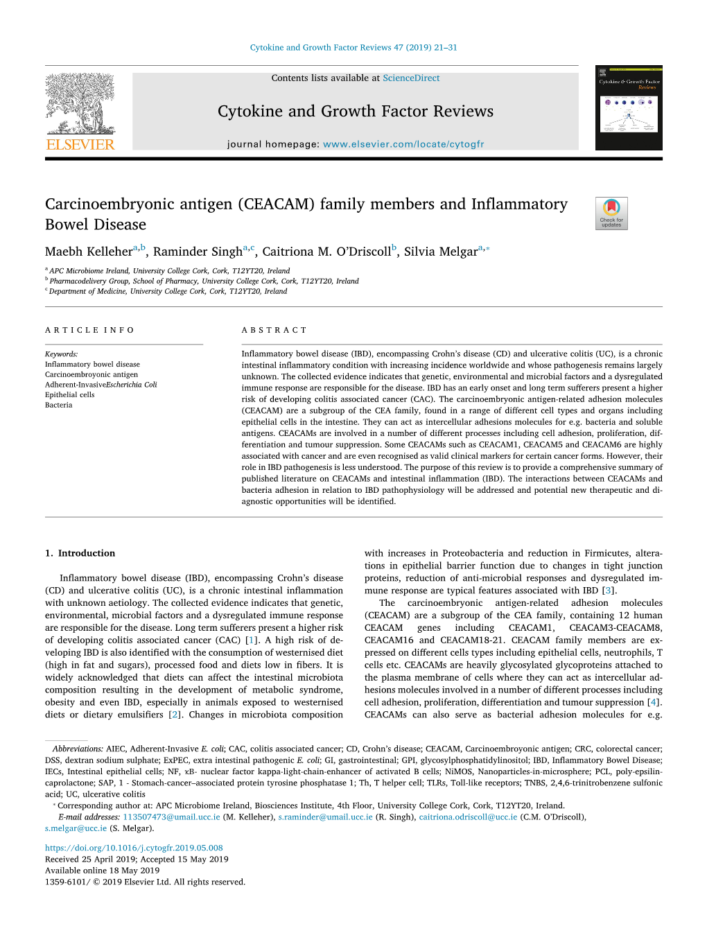 (CEACAM) Family Members and Inflammatory Bowel Disease