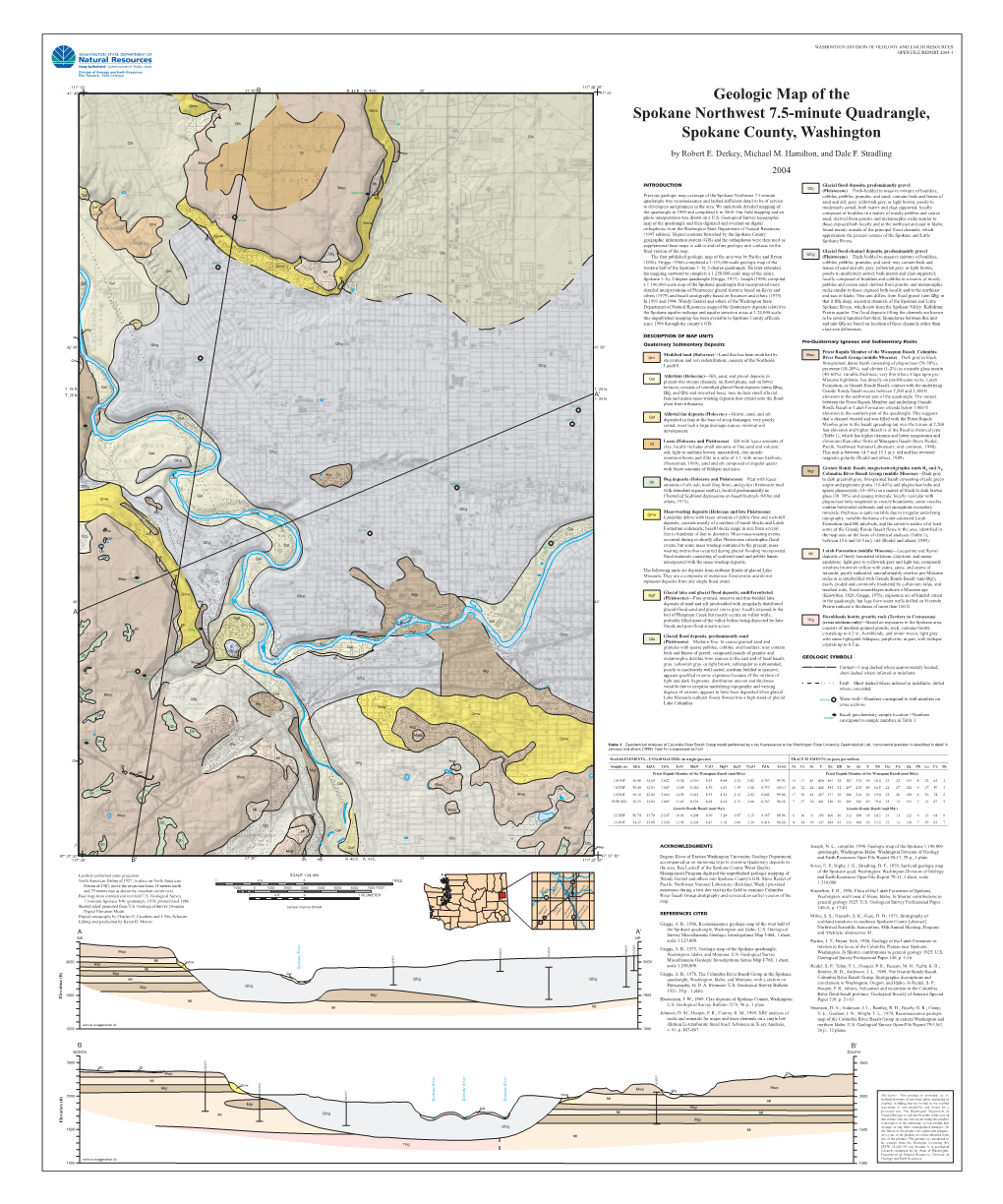 OFR 2004-3, Geologic Map of the Spokane Northwest 7.5-Minute