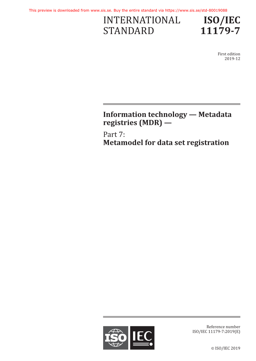 International Standard Iso/Iec 11179-7:2019(E)